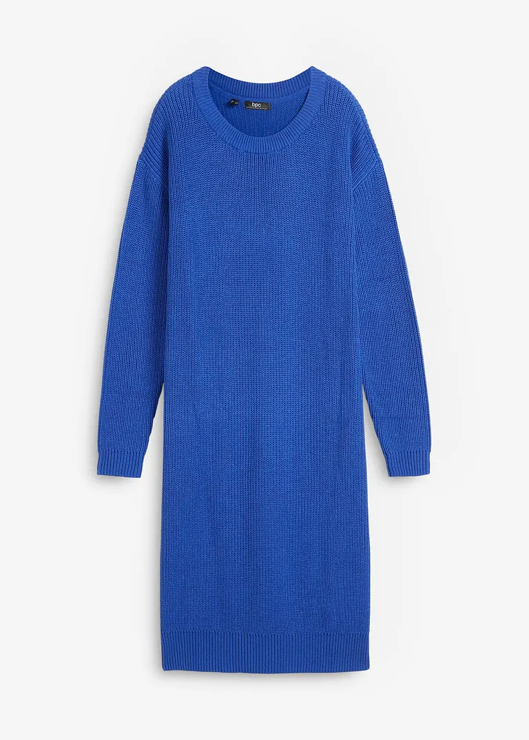 Oversize-Strickkleid aus Rippstrick in blau von vorne - bonprix