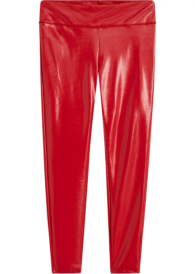 Lederimitat-Glanzleggings in rot von vorne - RAINBOW