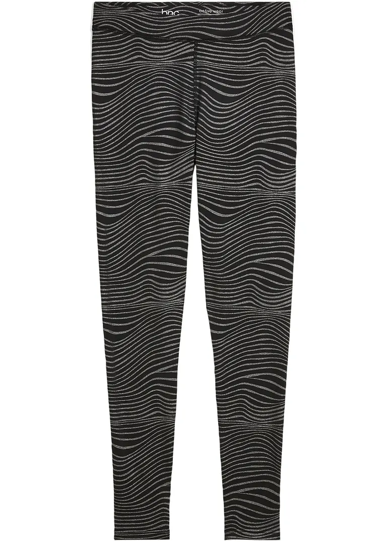 Thermo-Leggings mit Reißverschlusstasche, knöchelfrei in schwarz von vorne - bpc bonprix collection