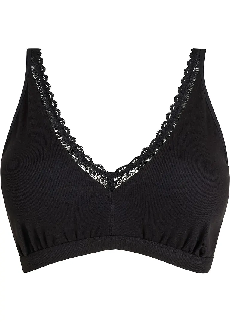 bonprix Geripptes Bralette mit Bio-Baumwolle und Spitze