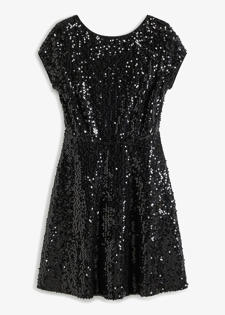 Kleid mit Pailletten in schwarz von vorne - BODYFLIRT boutique