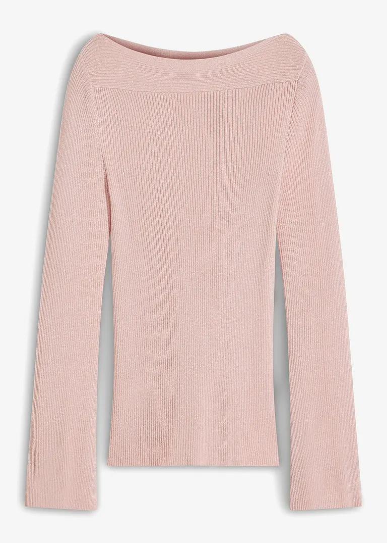 Pullover mit Glitzereffekt in rosa von vorne - bonprix