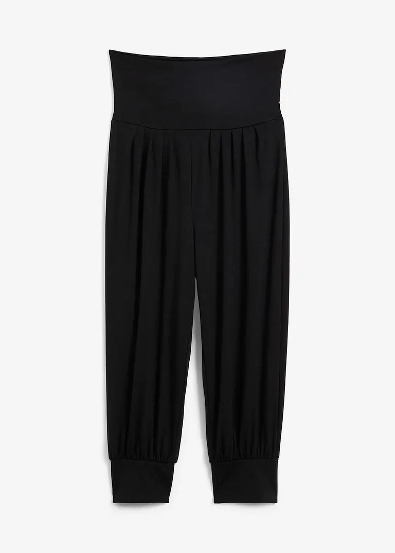 Loungewear Haremshose in Caprilänge in schwarz von vorne - bonprix
