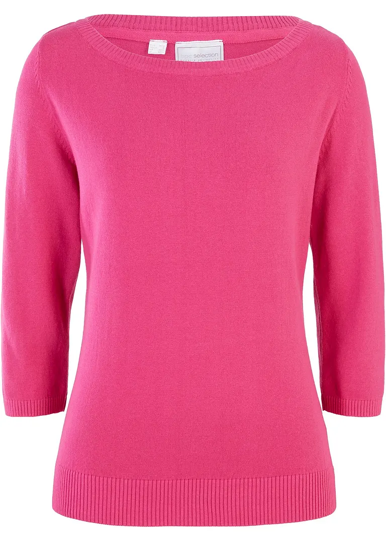 Pullover, 3/4-Arm in pink von vorne - bonprix