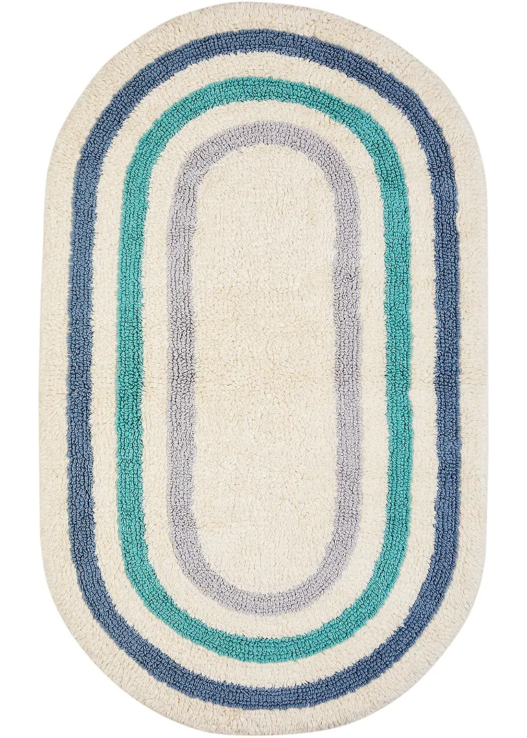 Ovale Badematte mit Streifen- Design in blau - bpc living bonprix collection
