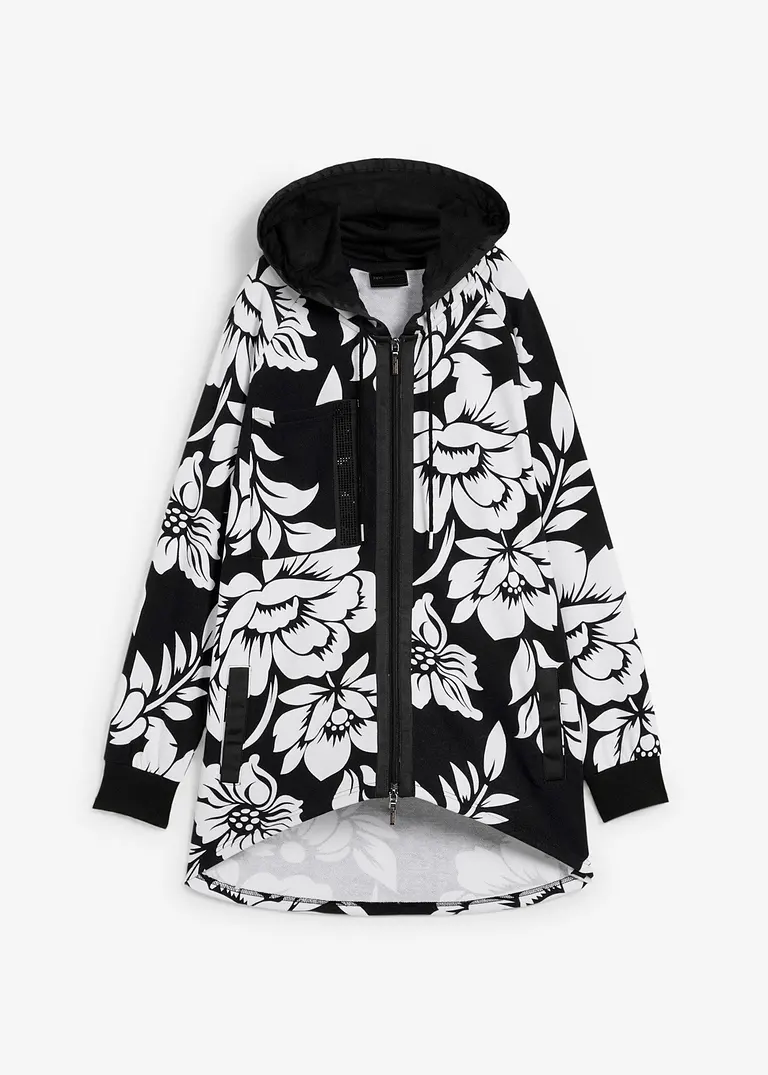 Long-Sweatjacke in schwarz von vorne - bpc selection