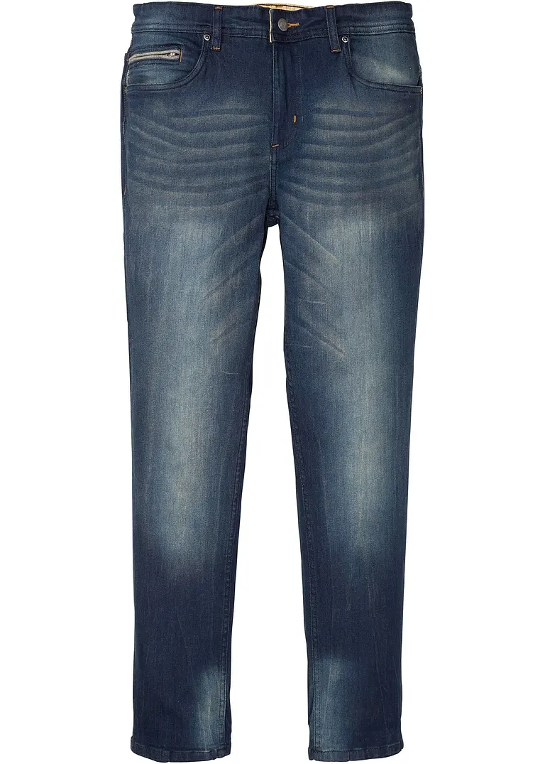 Slim Fit Stretch-Jeans, Straight in blau von vorne - bonprix