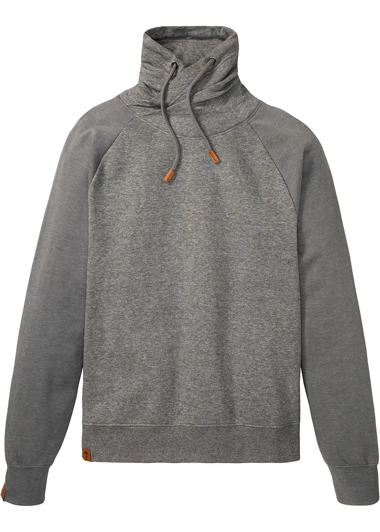 Sweatshirt mit Schalkragen in grau von vorne - bpc bonprix collection