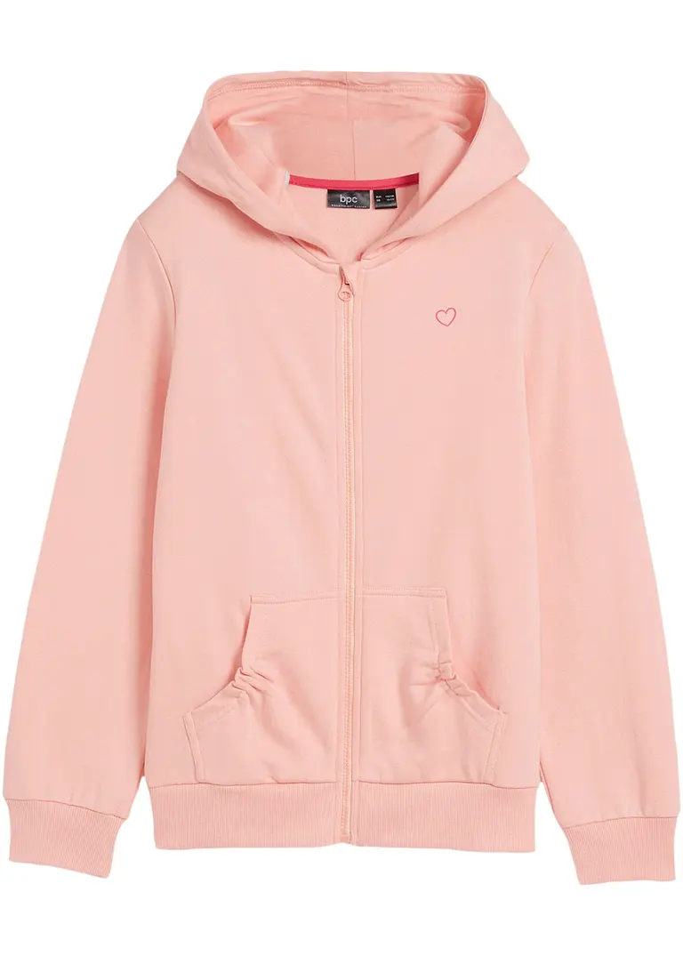 Kinder Kapuzen-Sweatjacke  aus Bio Baumwolle in rosa von vorne - bpc bonprix collection