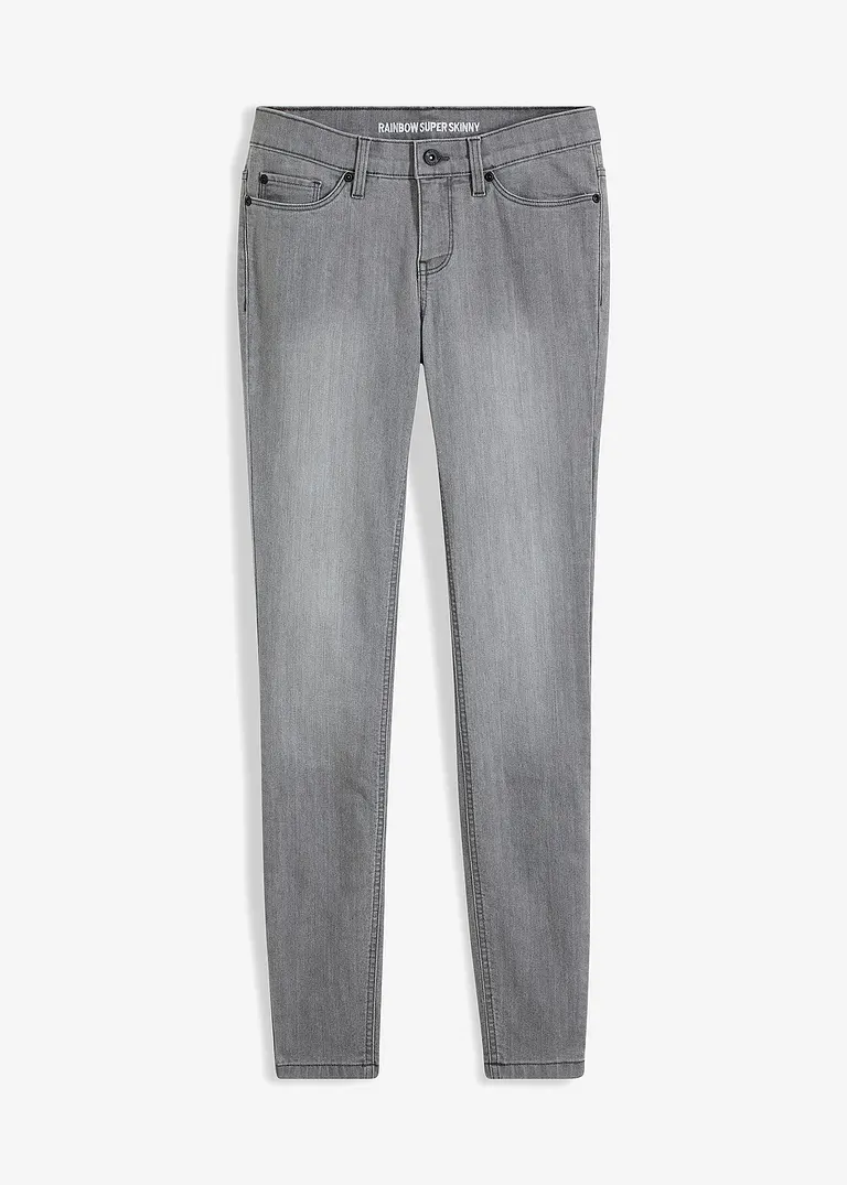 Super Skinny-Jeans in grau von vorne - RAINBOW