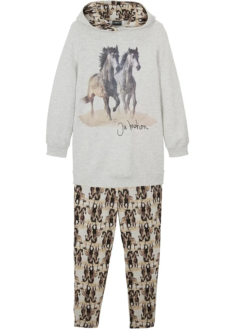 bpc bonprix collection Mädchen Kapuzen-Sweatshirt + Leggings (2-tlg.Set) mit Bio-Baumwolle