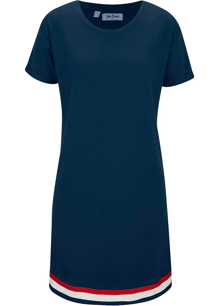 Jerseykleid, Kurzarm in blau von vorne - bonprix