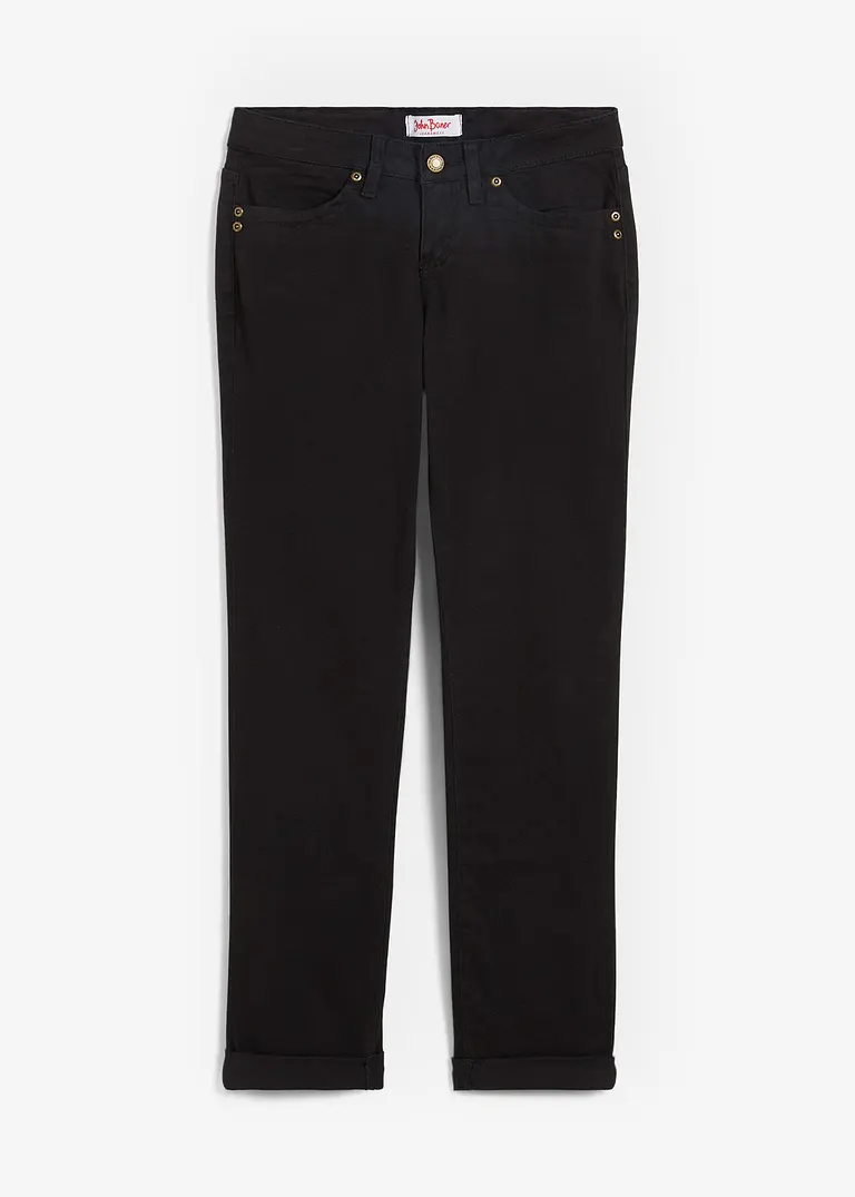 Straight Jeans Mid Waist, Stretch in schwarz von vorne - bonprix