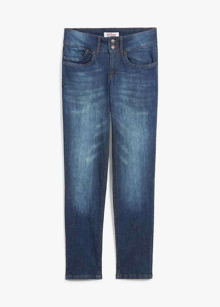 Mom-Jeans Mid Waist in blau von vorne - bonprix