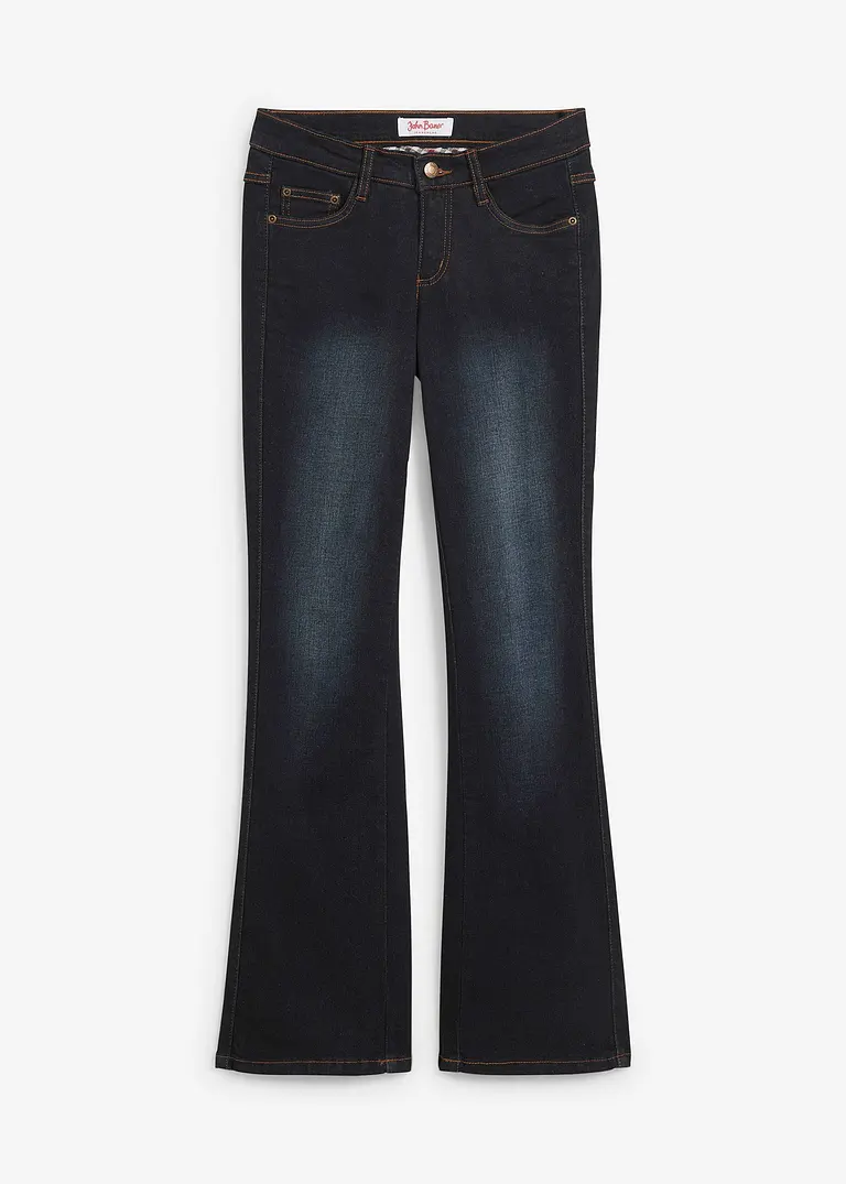 Bootcut Jeans Mid Waist, Shaping in blau von vorne - bonprix