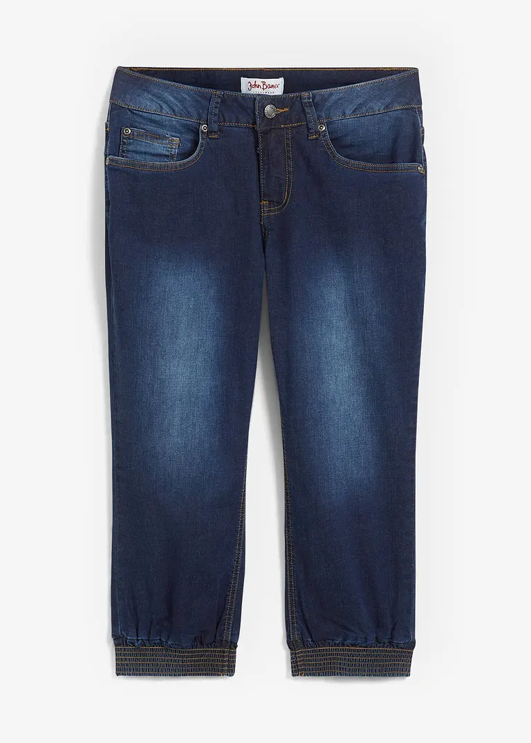 Stretch-Capri-Jeans in blau von vorne - bonprix