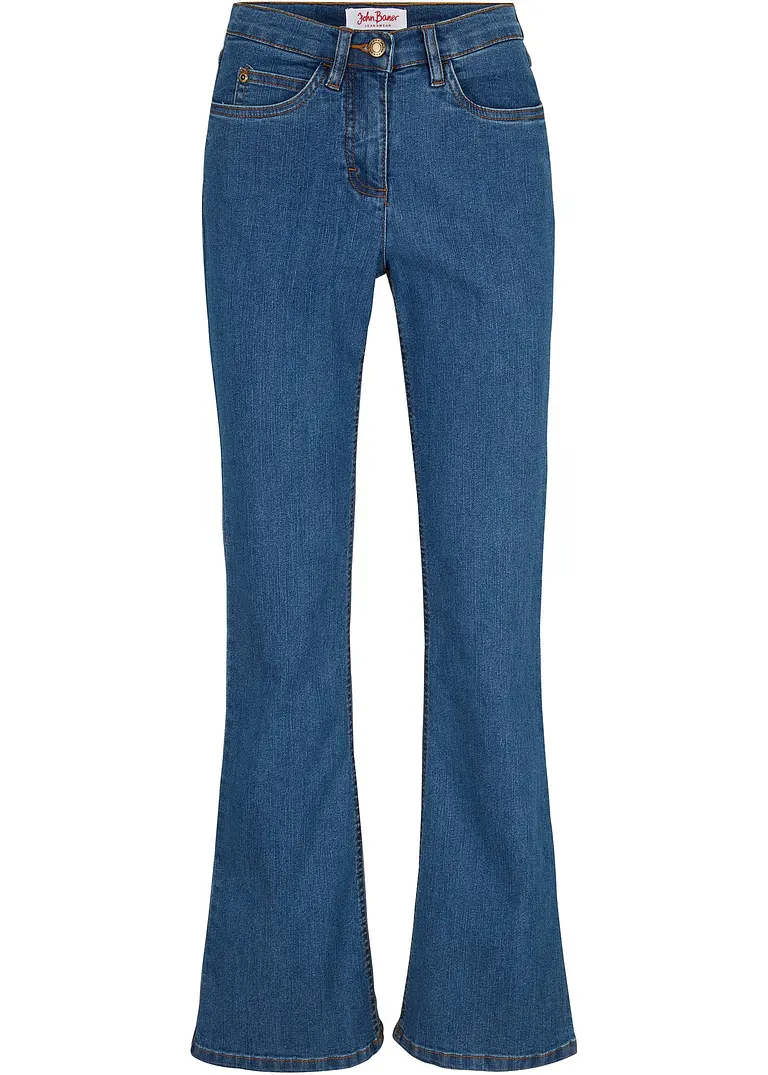 Bootcut Jeans Mid Waist, Stretch in blau von vorne - bonprix