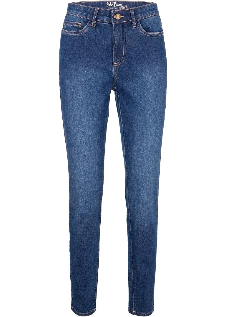Skinny Jeans High Waist, Stretch in blau von vorne - bonprix