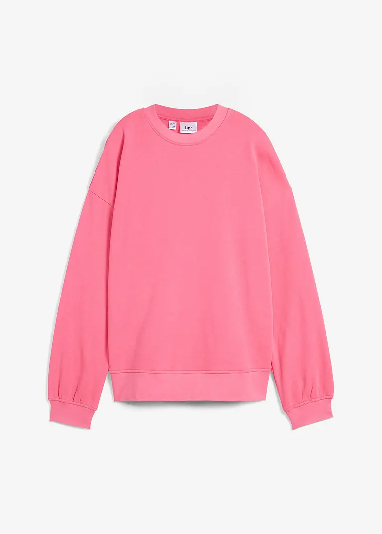 Sweatshirt mit überschnittenen Schultern in pink von vorne - bonprix