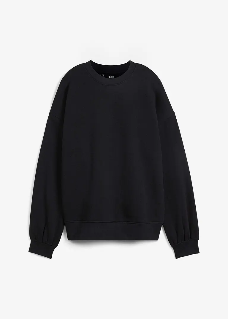 Sweatshirt mit überschnittenen Schultern in schwarz von vorne - bonprix