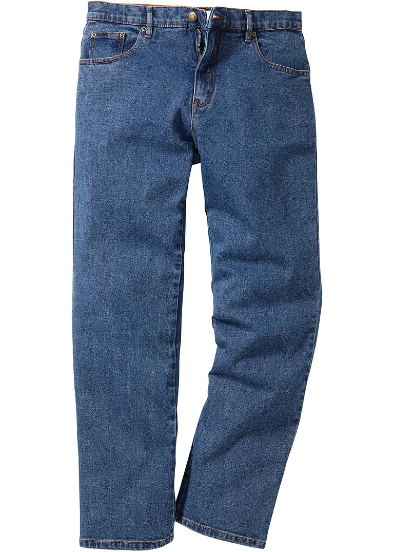 Loose Fit Stretch-Jeans, Straight in blau von vorne - bonprix