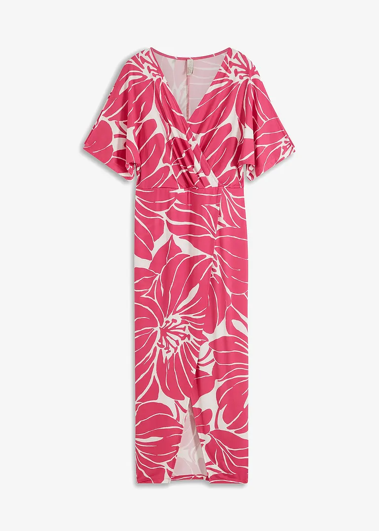 Kleid mit tiefem Ausschnitt in pink von vorne - BODYFLIRT boutique