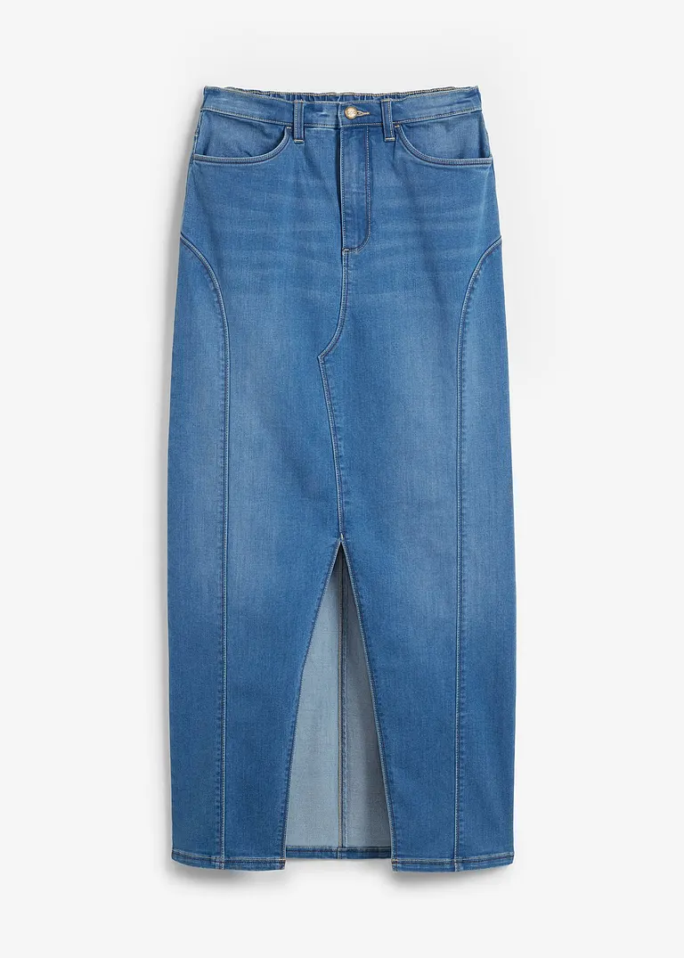 Jeans Rock, Low Waist, Bequembund in blau von vorne - bonprix
