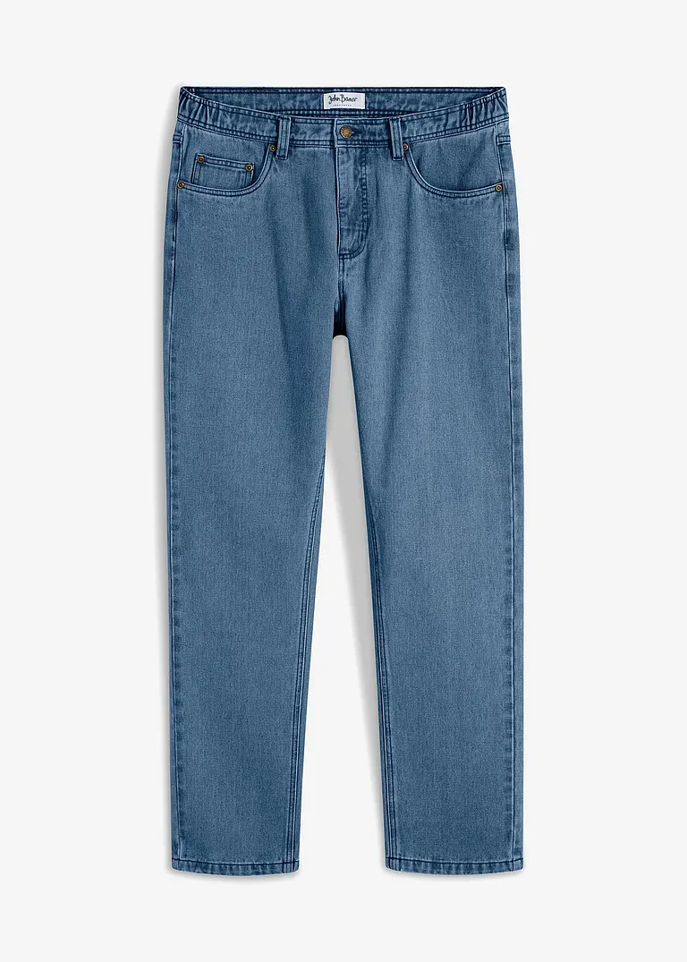 Classic Fit Jeans mit seitlichem Dehnbund, Straight in blau von vorne - bonprix