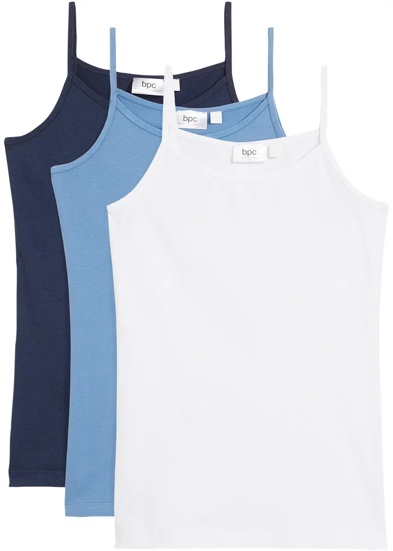 Unterhemd (3er Pack) in blau von vorne - bonprix