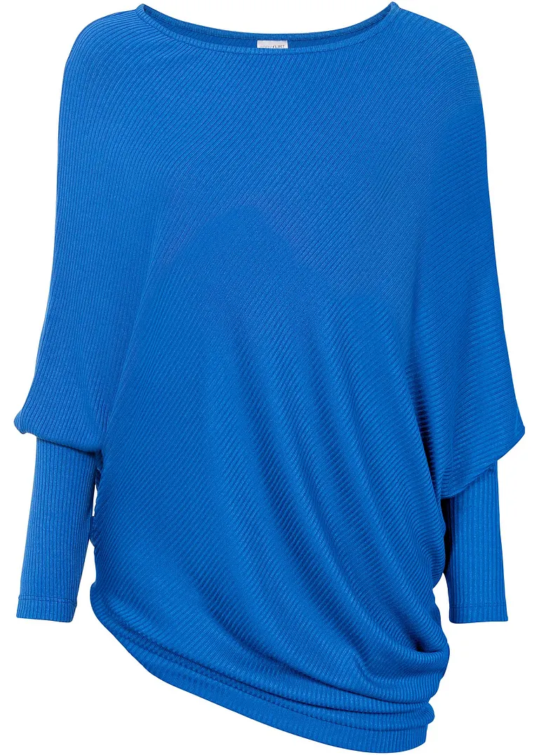 Asymmetrischer Oversize-Pullover in blau von vorne - bonprix