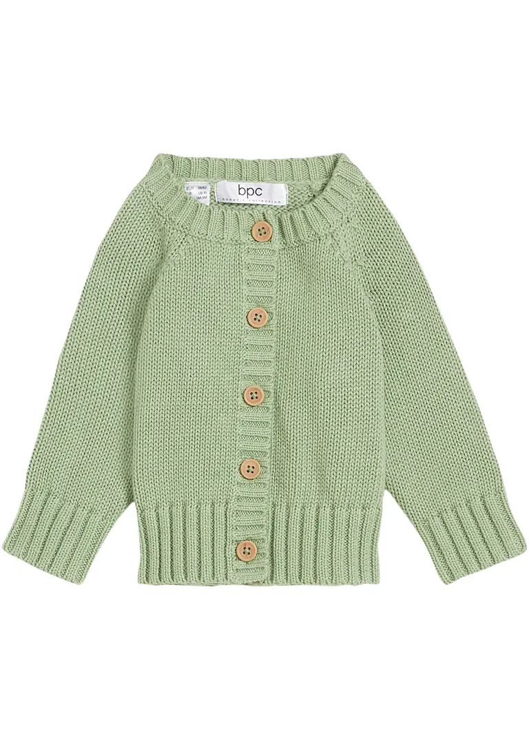 Baby Strickjacke in grün von vorne - bpc bonprix collection