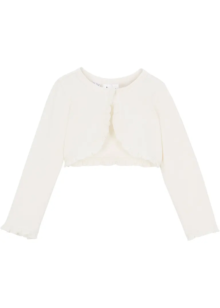 Mädchen Shirt-Bolero mit Bio-Baumwolle in weiß von vorne - bpc bonprix collection