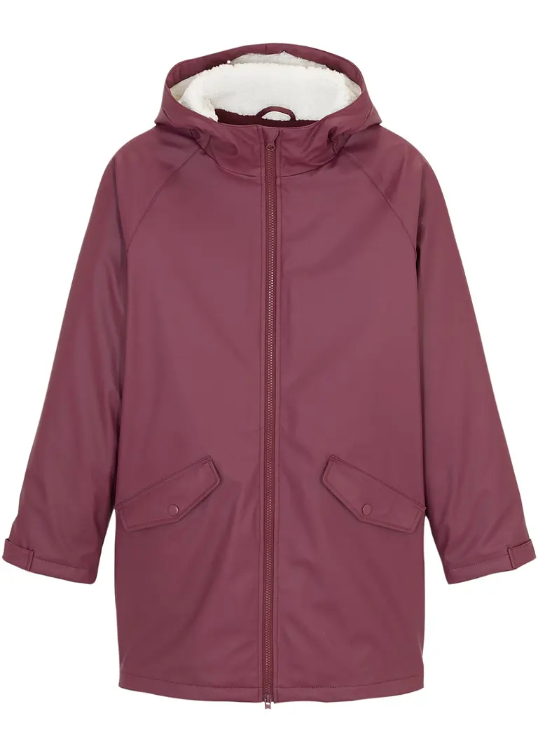 Kinder Thermo Regenjacke mit Teddy in lila von vorne - bpc bonprix collection