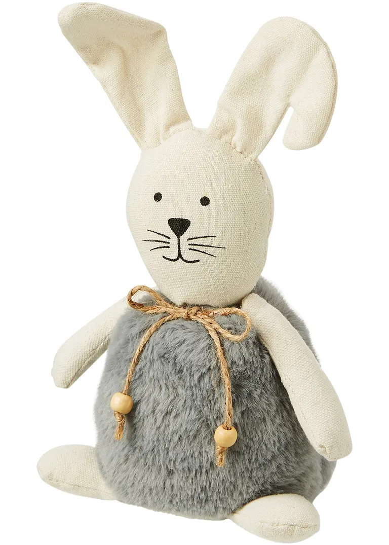 Deko-Figur Hase mit Plüsch in grau - bpc living bonprix collection