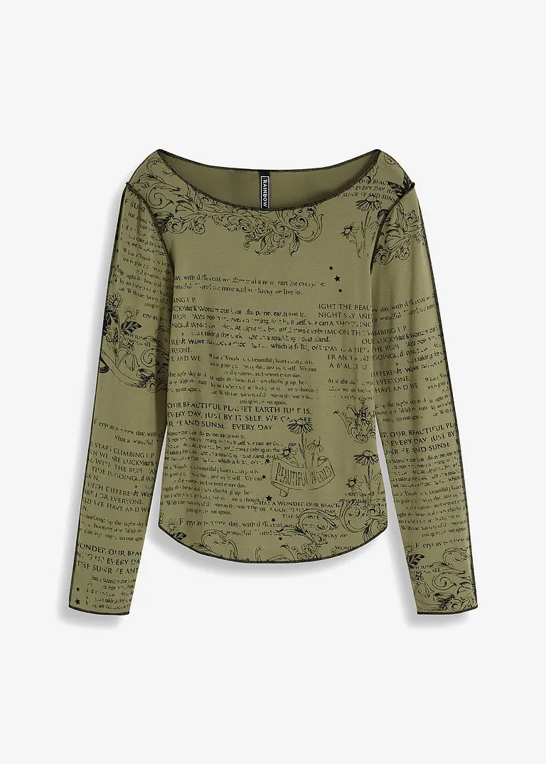 Langarmshirt aus softer Viskose in grün von vorne - bonprix