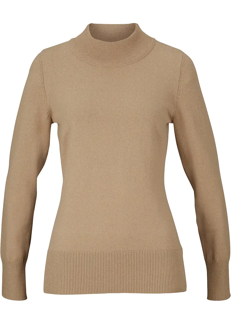 bpc bonprix collection Basic Pullover mit Stehkragen mit recycelter Baumwolle