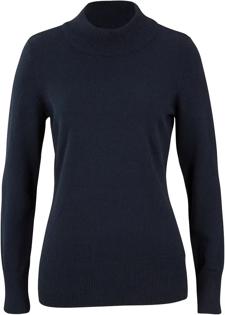 bpc bonprix collection Basic Pullover mit Stehkragen mit recycelter Baumwolle