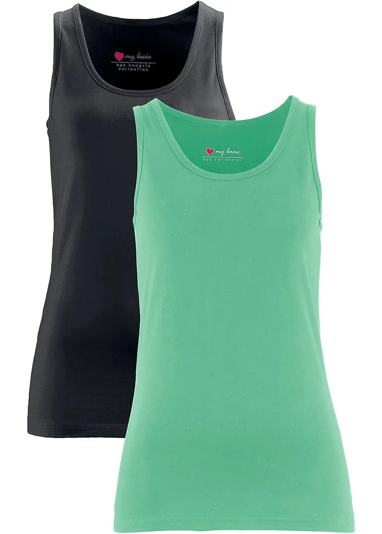 Stretch Tanktop, (2er Pack) in grün - bonprix