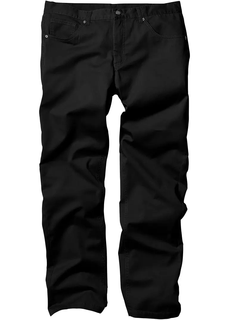 Regular Fit Twillhose aus reiner Baumwolle, Straight in schwarz von vorne - bonprix