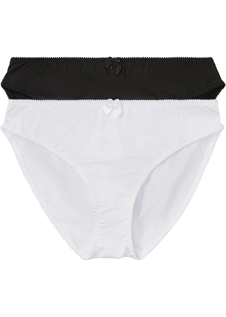 Slip aus glänzendem Material  (2er Pack) in schwarz von vorne - bonprix