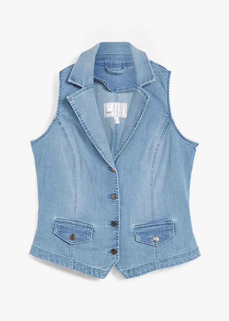 Stretch-Jeansweste in blau von vorne - bonprix