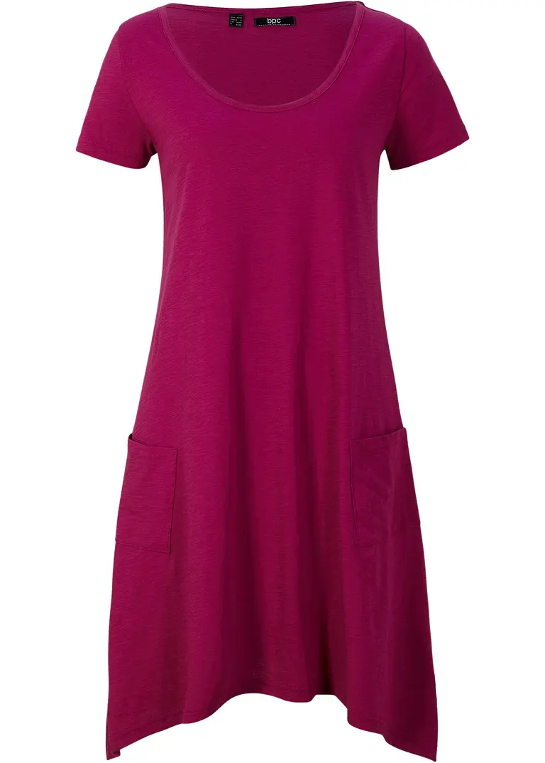 Kurzes Baumwoll-Shirtkleid aus Flammgarn in lila von vorne - bonprix