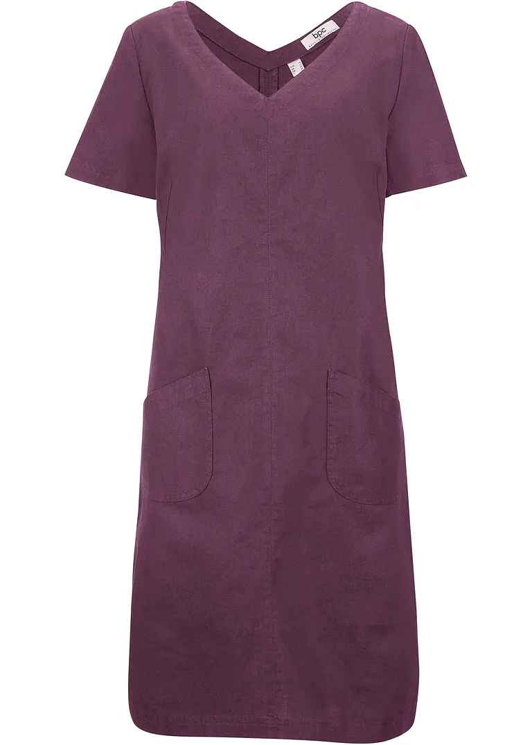 Minikleid mit Leinen in lila von vorne - bonprix