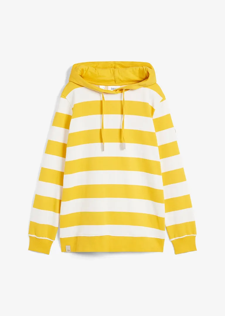 Kapuzensweatshirt aus Bio-Baumwolle in gelb von vorne - bonprix