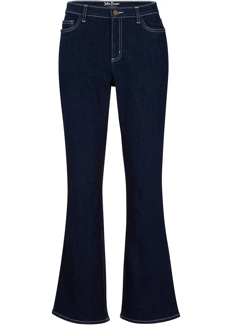 Bootcut Jeans Mid Waist, Bio-Baumwolle in blau von vorne - bonprix