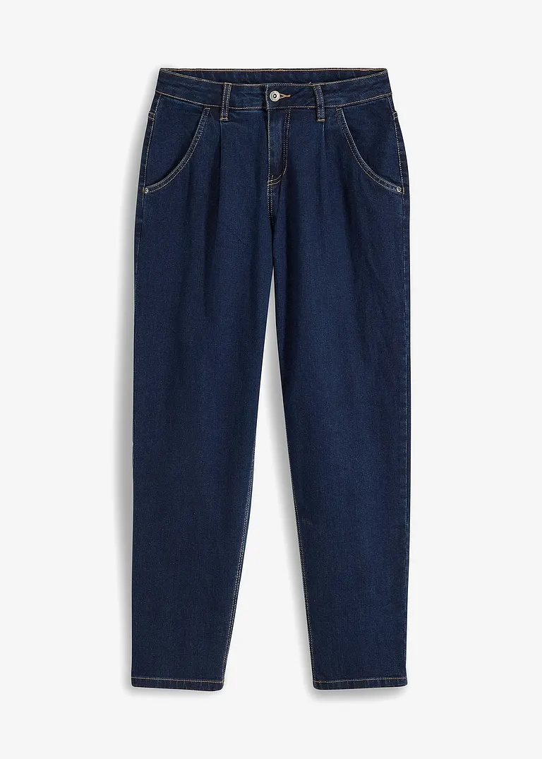 Barrel-Jeans, Mid Waist in blau von vorne - bonprix