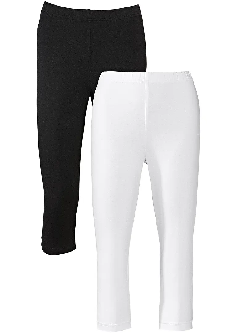 Stretch-Capri-Leggings (2er Pack) in weiß - bonprix