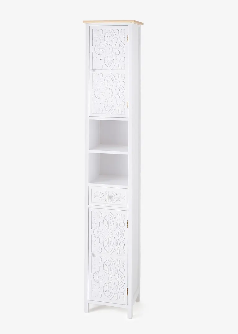 Hochschrank mit Ornament in weiß von vorne - bpc living bonprix collection