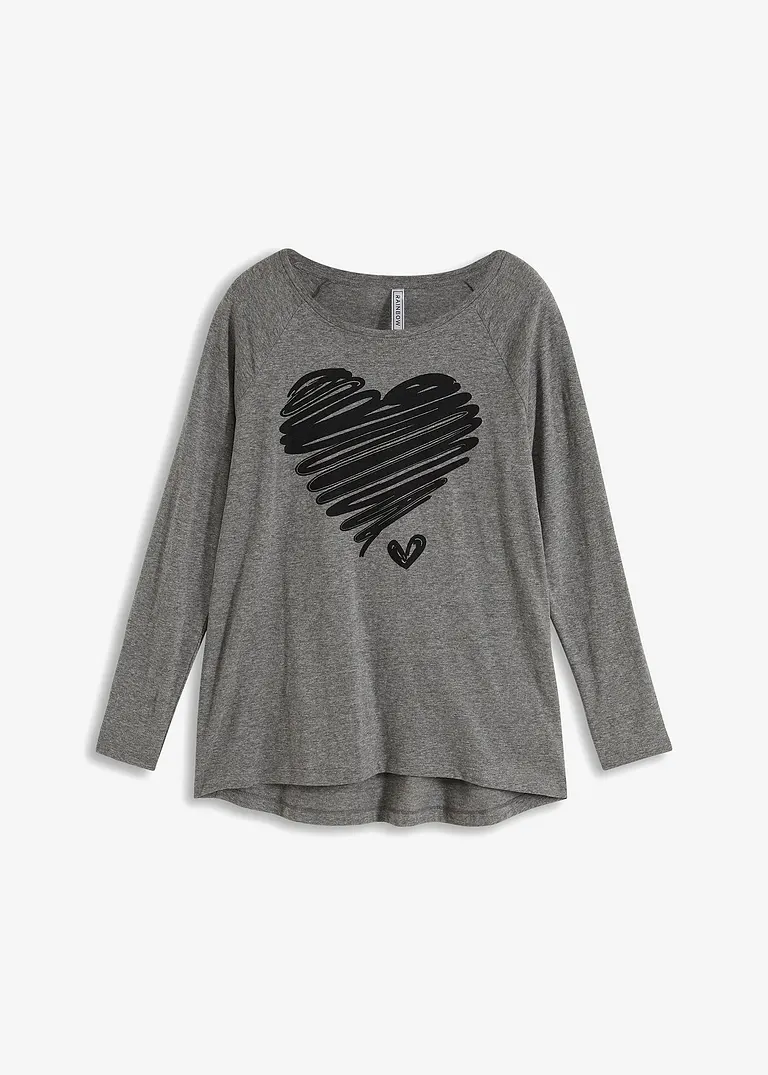 Langarmshirt in grau von vorne - bonprix