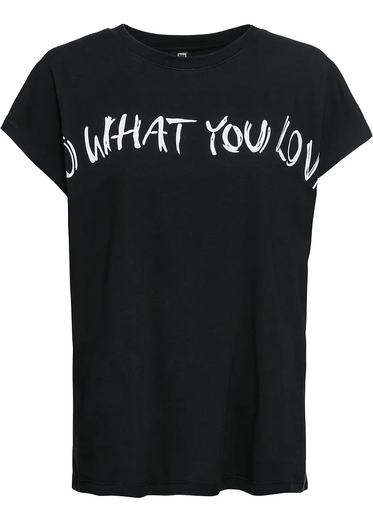 Oversize-Shirt aus reiner Baumwolle in schwarz von vorne - bonprix